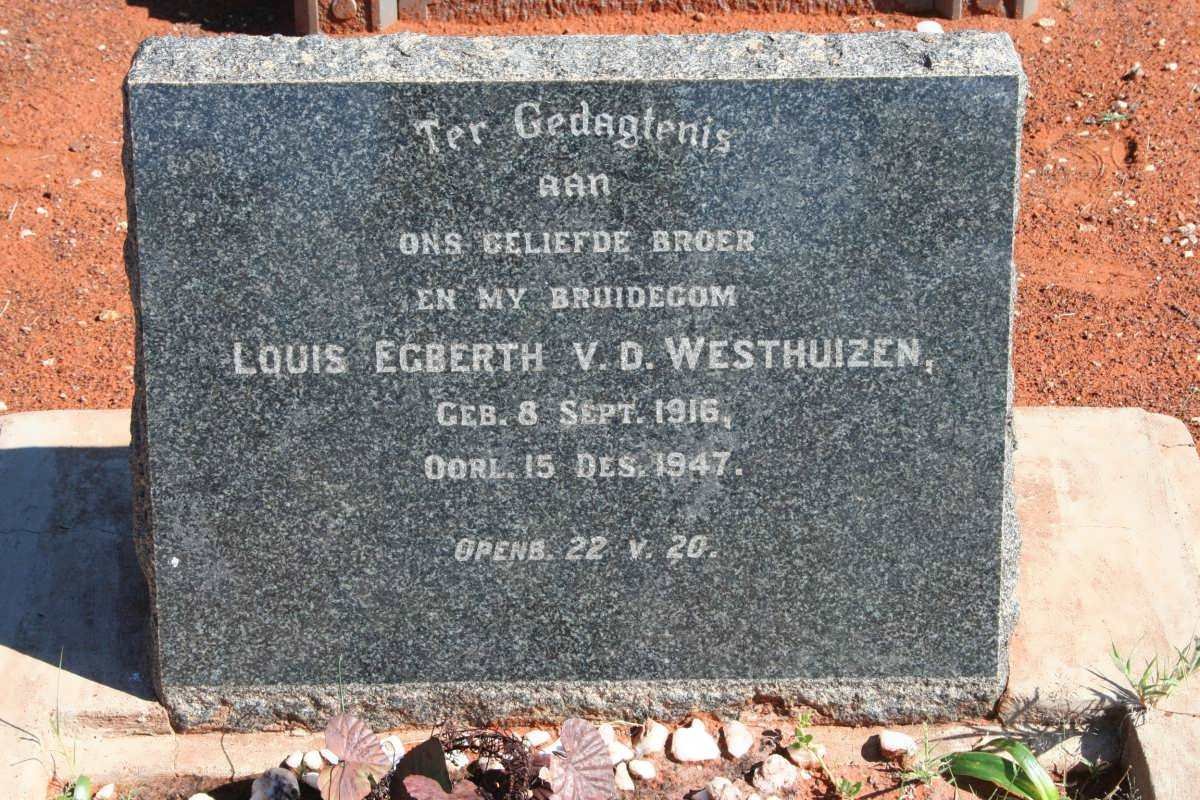 WESTHUIZEN Louis Egberth, van der 1916-1947