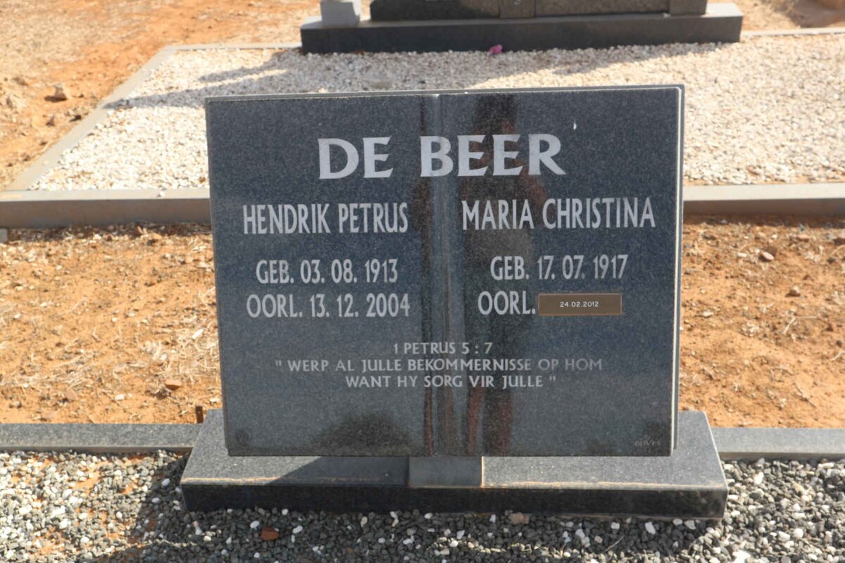 BEER Hendrik Petrus, de 1913-2004 &amp; Maria Christina 1917-2012