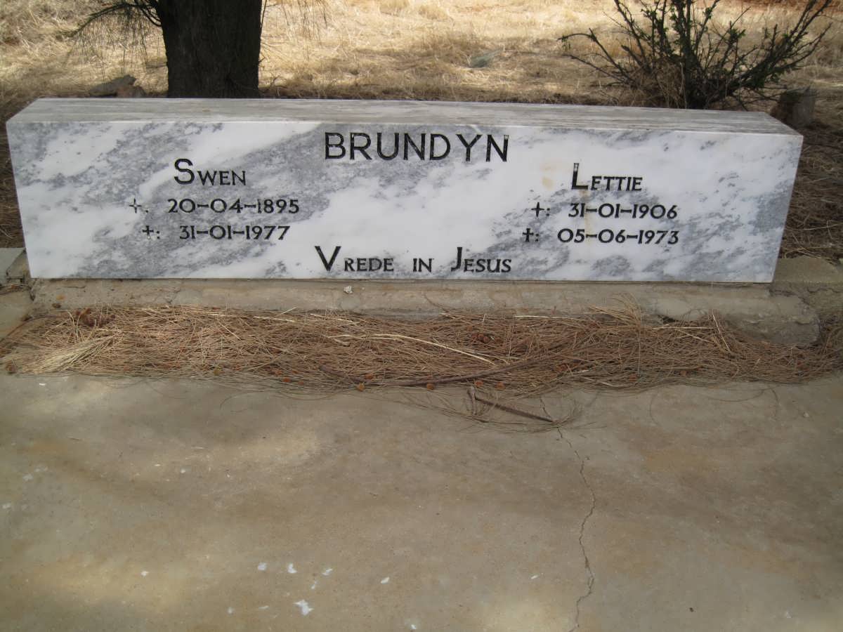 BRUNDYN Swen 1895-1977 &amp; Lettie 1906-1973