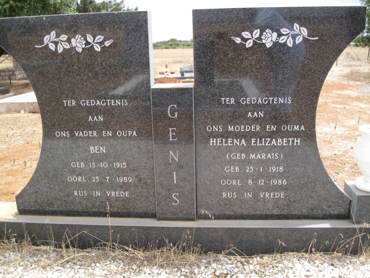 GENIS Ben 1915-1989 &amp; Helena Elizabeth MARAIS 1918-1986