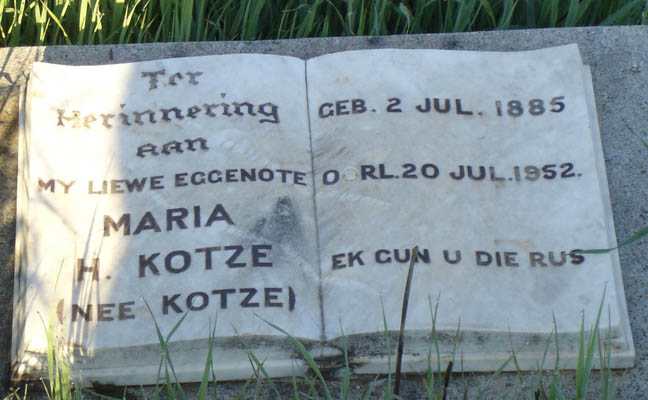 KOTZE Maria H. nee KOTZE 1885-1952