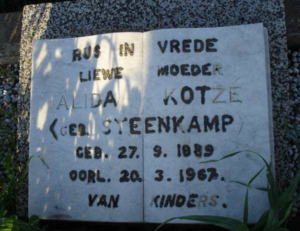 KOTZE Alida nee STEENKAMP 1889-1967