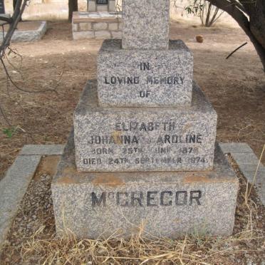 McGREGOR Elizabeth Johanna Caroline 1876-1974 