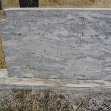 RETIEF D.S. 1884-1967 &amp; H.M.W. 1889-1977