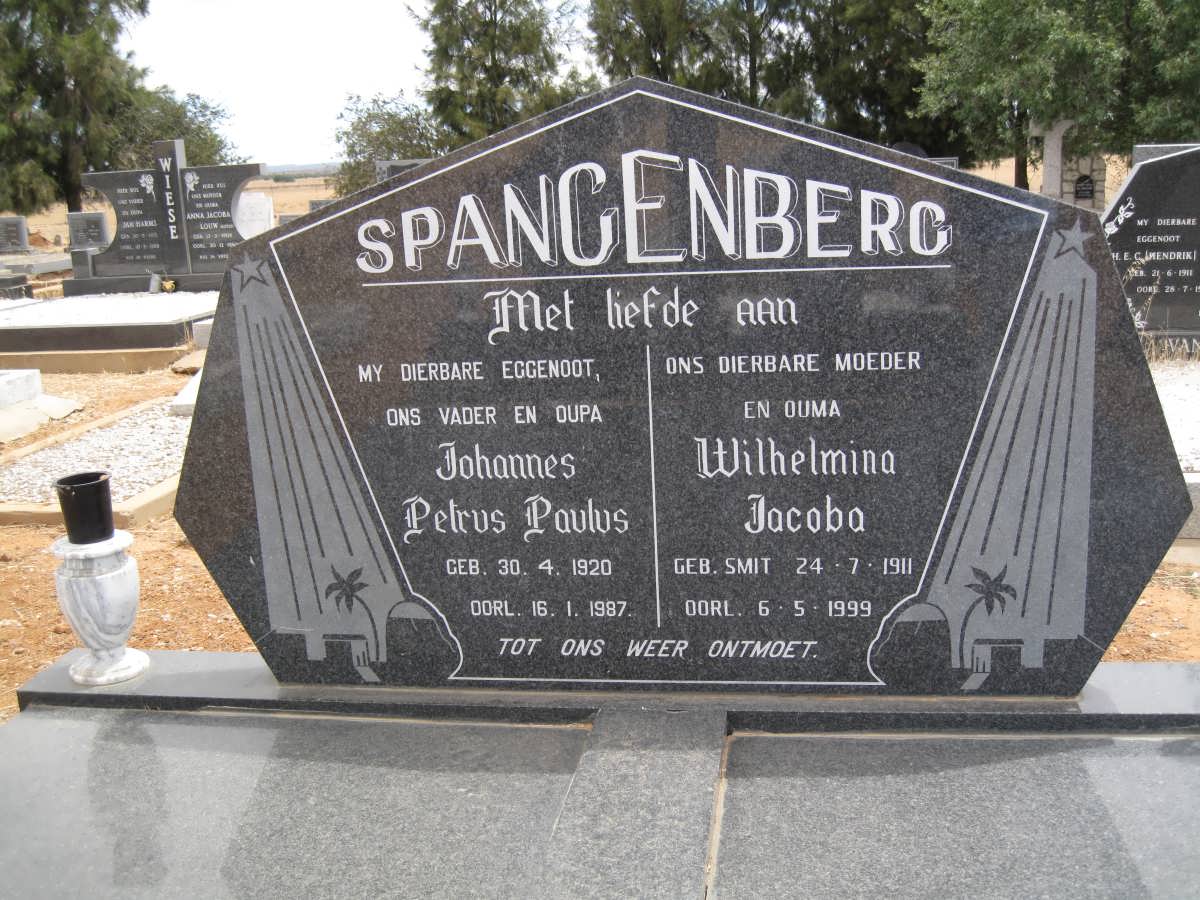 SPANGENBERG Johannes Petrus Paulus 1920-1987 &amp; Wilhelmina Jacoba SMIT 1911-1999