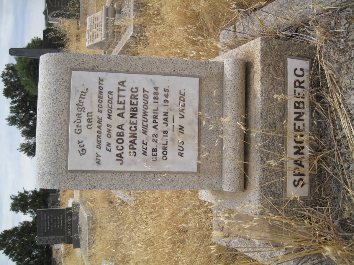 SPANGENBERG Jacoba Aletta nee NIEUWOUDT 1884-1945