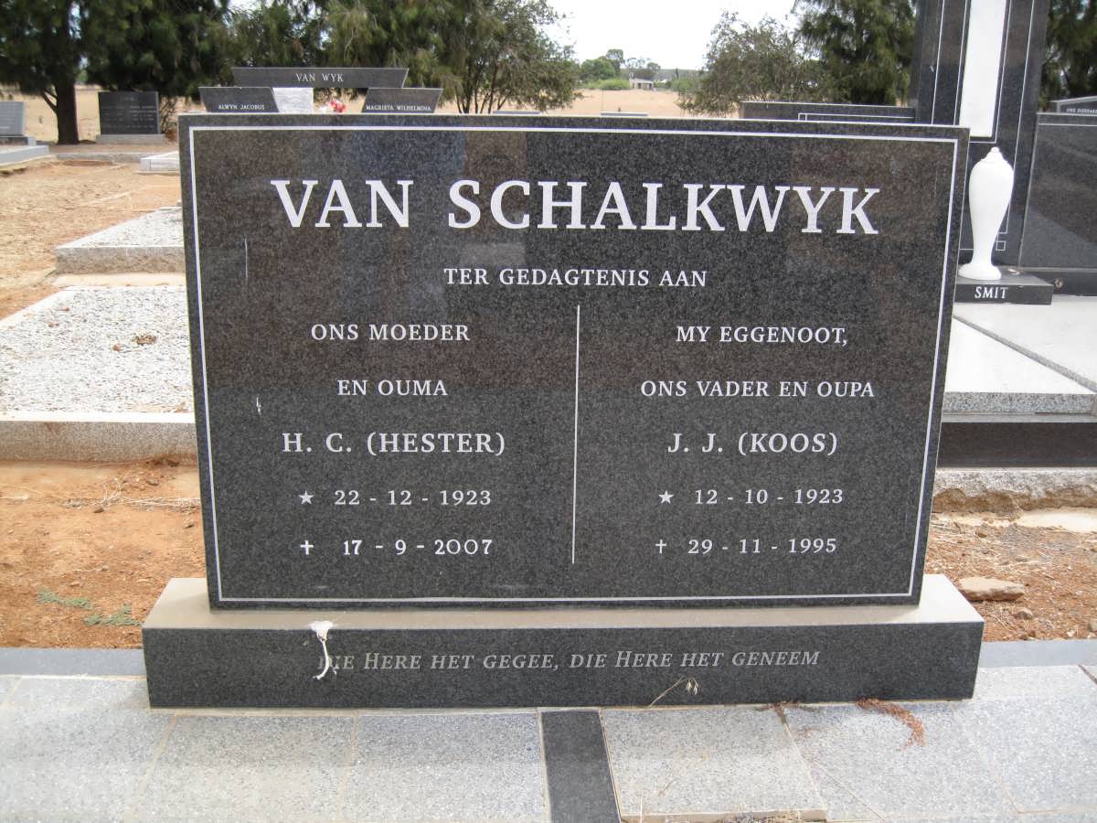 SCHALKWYK J.J., van 1923-1995 &amp; H.C. 1923-2007