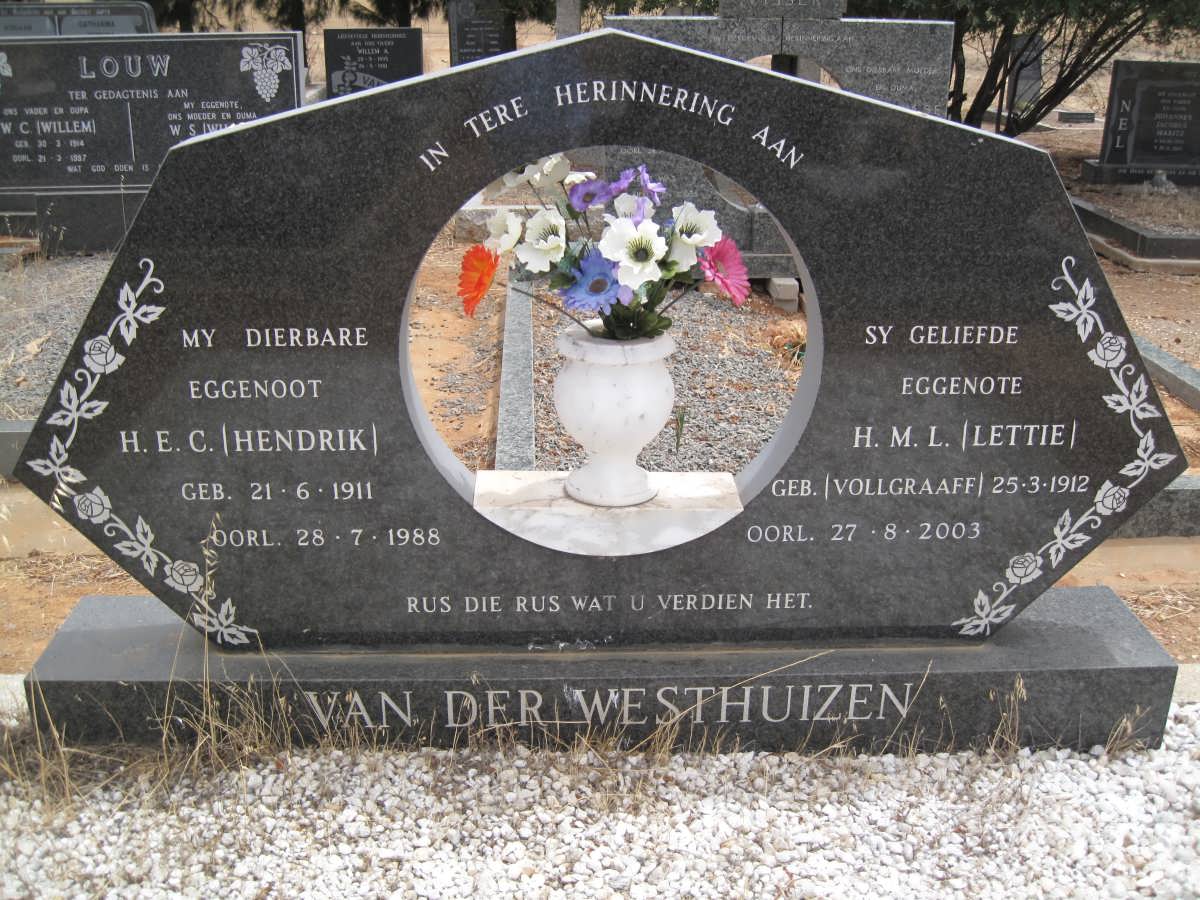 WESTHUIZEN H.E.C. 1911-1988 &amp; H.M.L. VOLLGRAAFF 1912-2003