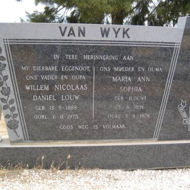 WYK Willem Nicolaas Daniel Louw, van 1888-1975 &amp; Maria Ann Sophia LOUW 1896-1976