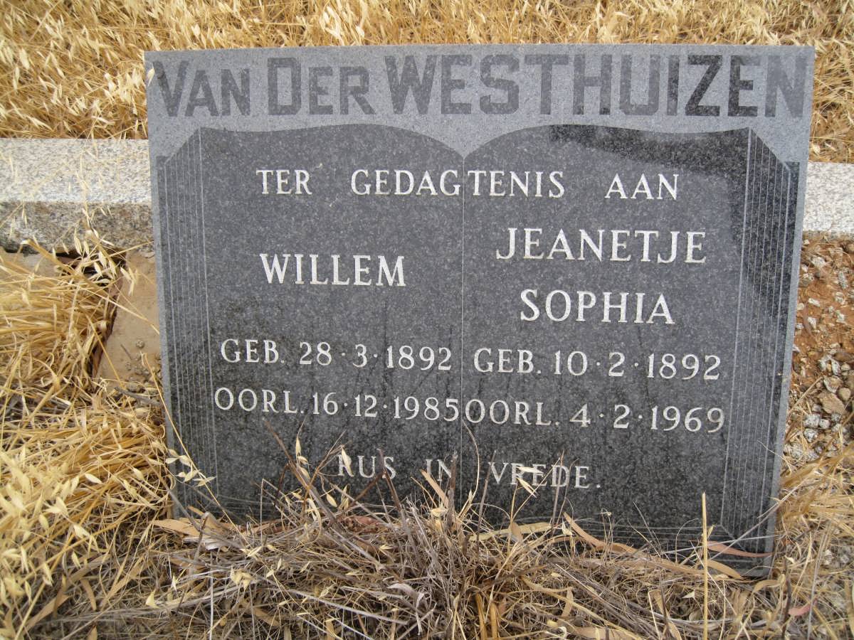 WESTHUIZEN Willem 1892-1985 &amp; Jeanetje Sophia 1892-1969