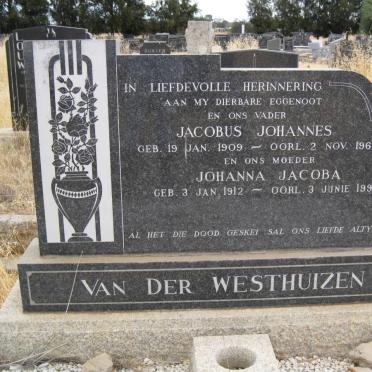WESTHUIZEN Jacobus Johannes, van der 1909-1960 &amp; Johanna Jacoba 1912-1990