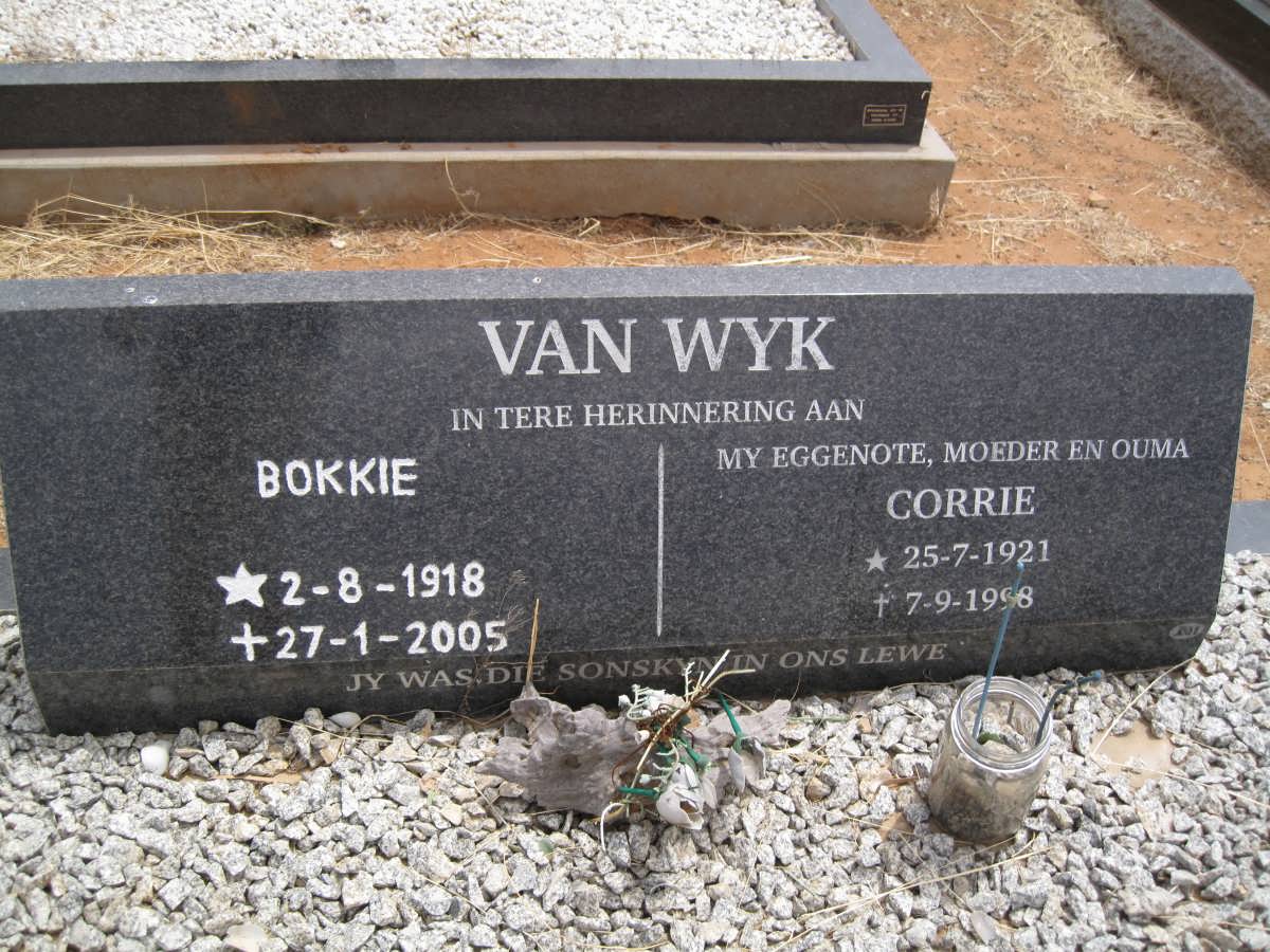 WYK Bokkie, van 1918-2005 &amp; Corrie 1921-1998