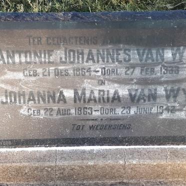 WYK Antonie Johannes, van 1864-1933 &amp; Johanna Maria 1863 - 1942