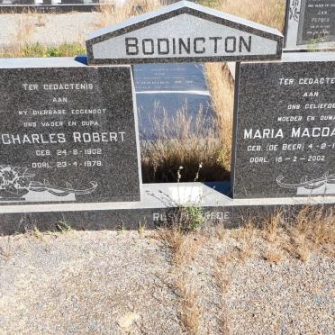 BODINGTON Charles Robert 1902-1978 &amp; Maria Magdalena DE BEER 1908-2002