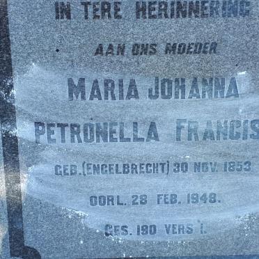 FRANCIS Maria Johanna Petronella nee ENGELBRECHT 1853-1948