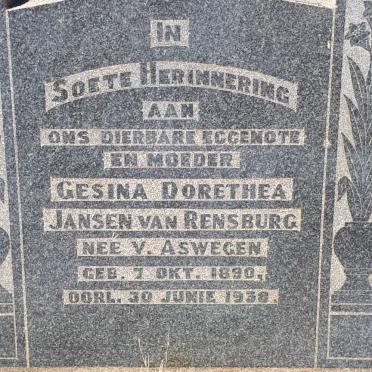 RENSBURG Gesina Dorethea, Jansen van nee VAN ASWEGEN 1890-1938