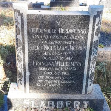 SLABBERT Coert Nicholaas Jacobus 1872-1942 &amp; Francina Wilhelmina VICTOR 1874-1962