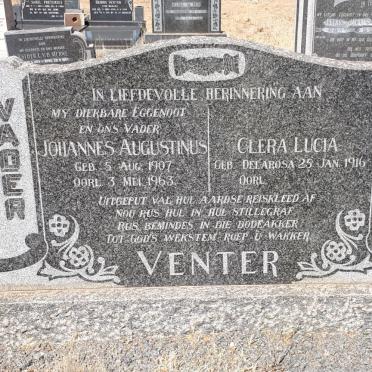 VENTER Johannes Augustinus 1907-1963 &amp; Clera Lucia nee DELOROSA 1916-