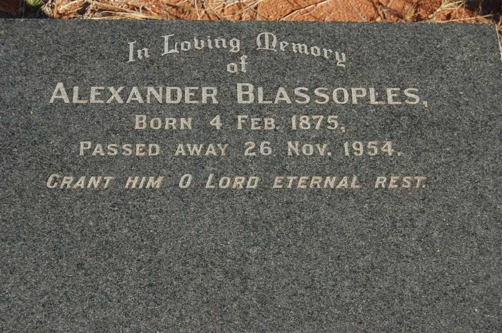 BLASSOPLES Alexander 1875-1954