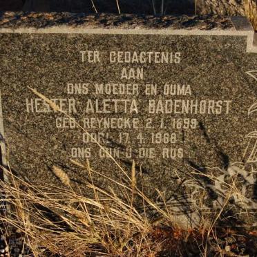 BADENHORST Hester Aletta nee REYNECKE 1899-1968