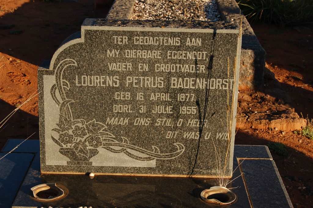 BADENHORST Lourens Petrus 1877-1955