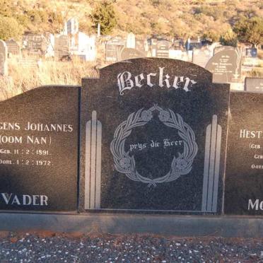 BECKER Jurgens Johannes 1891-1972 &amp; Hester Magrieta V.D. WESTHUIZEN 1900-1945