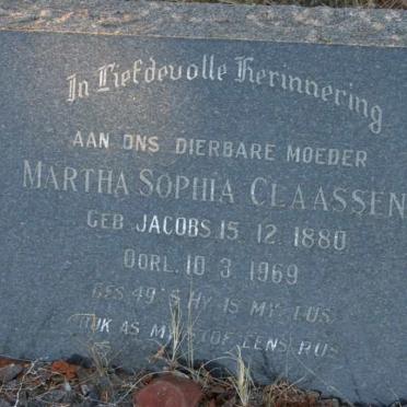 CLAASSENS Martha Sophia nee JACOBS 1880-1969