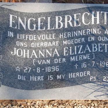 ENGELBRECHT Johanna Elizabeth nee VAN DER MERWE 1896-1985