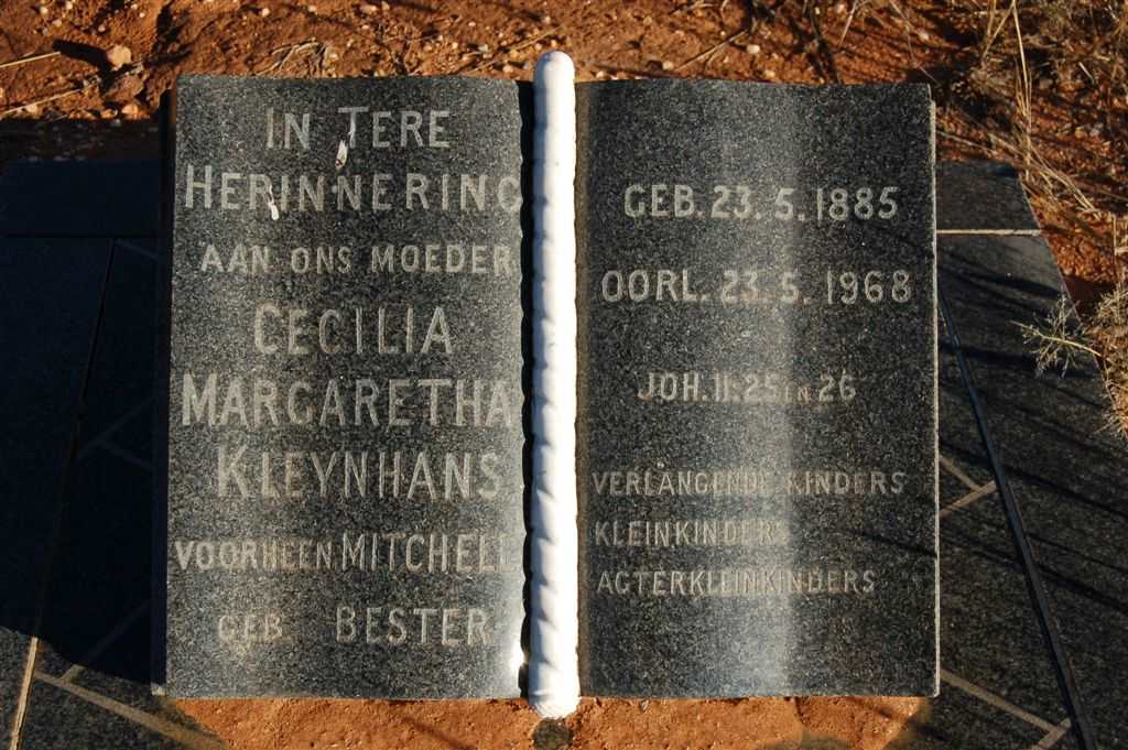 KLEYNHANS Cecilia Margaretha previously MITCHELL nee BESTER 1885-1968