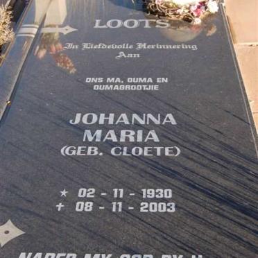 LOOTS Johanna Maria nee CLOETE 1930-2003