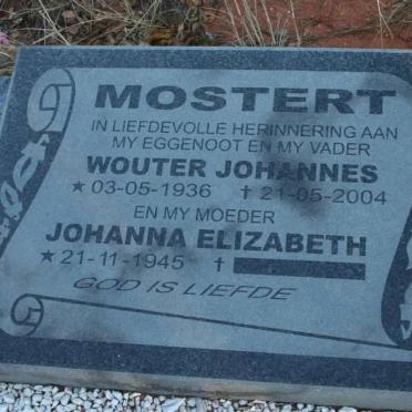MOSTERT Wouter Johannes 1936-2004 &amp; Johanna Elizabeth 1945-