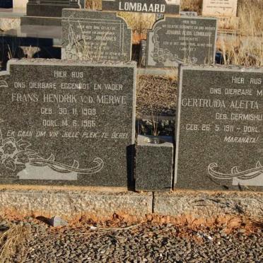 MERWE Frans Hendrik, v.d. 1903-1965 &amp; Gertruida Aletta GERMISHUYS 1911-1979