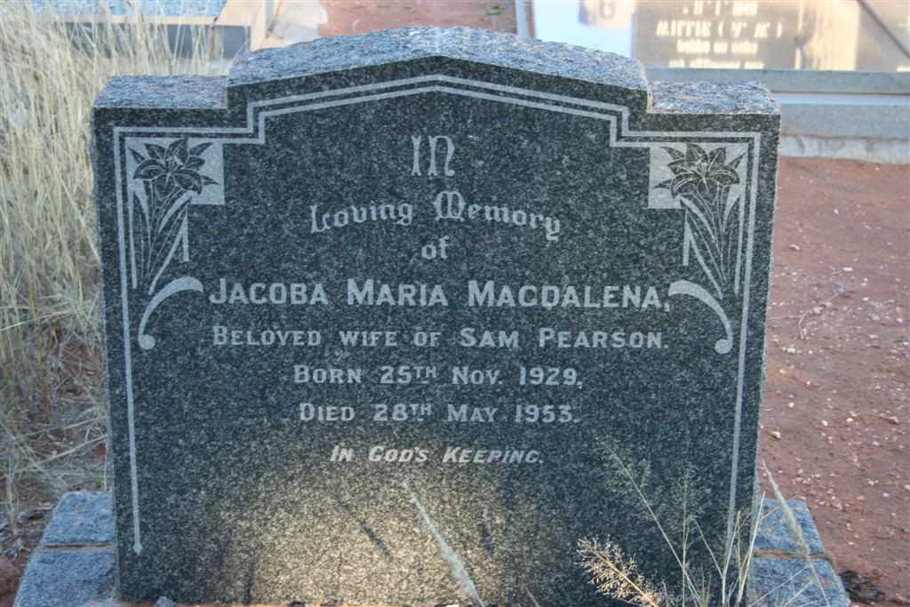 PEARSON Jacoba Maria Magdalena 1929-1953