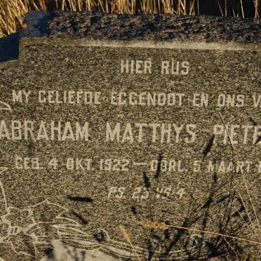 PIETERSE Abraham Matthys 1922-1960
