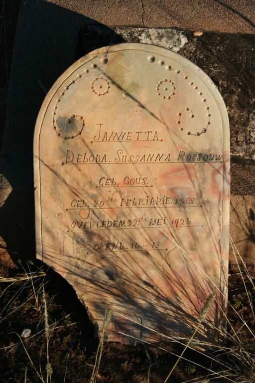ROSSOUW Jannetta Debora Sussanna nee GOUS 1905-1926