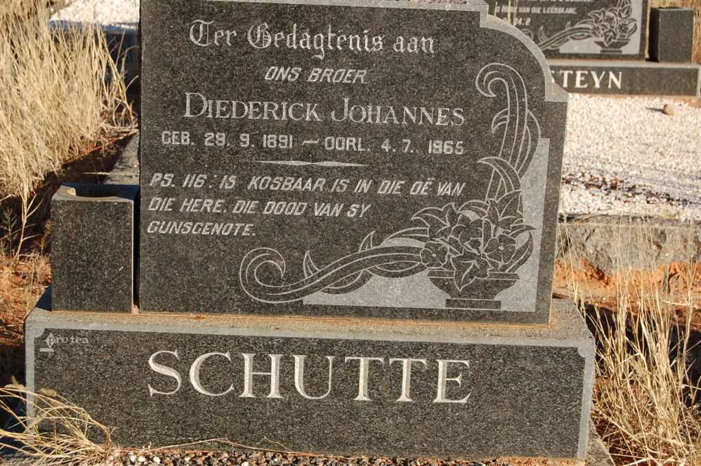 SCHUTTE Diederick Johannes 1891-1965