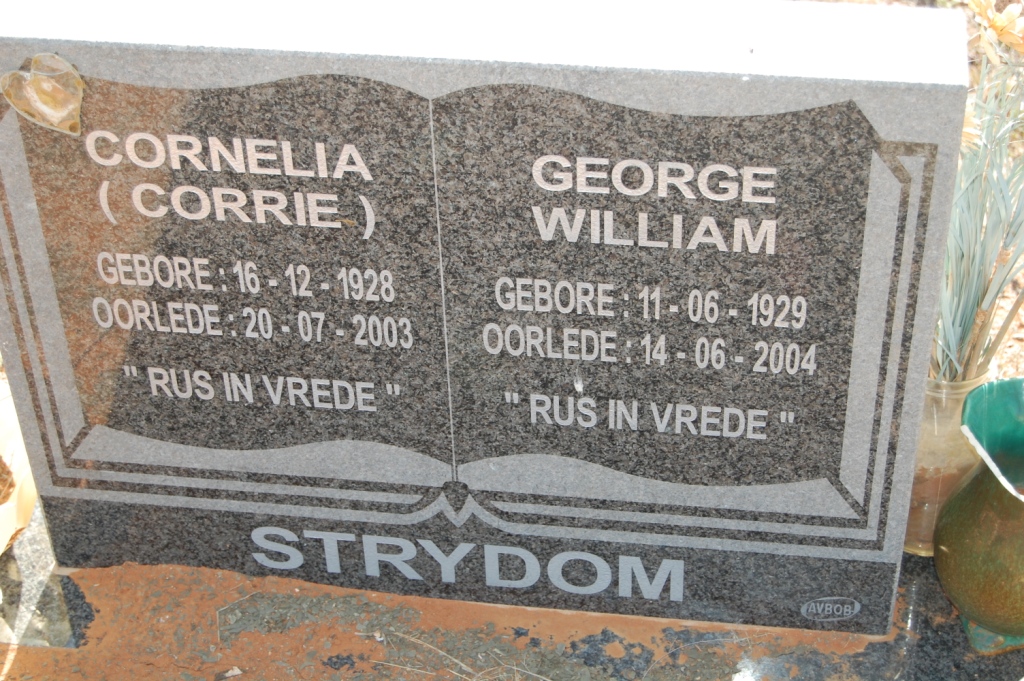 STRYDOM George William 1929-2004 &amp; Cornelia 1928-2003