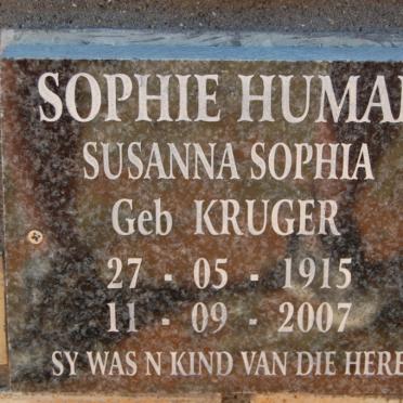 HUMAN Susanna Sophia nee KRUGER 1915-2007
