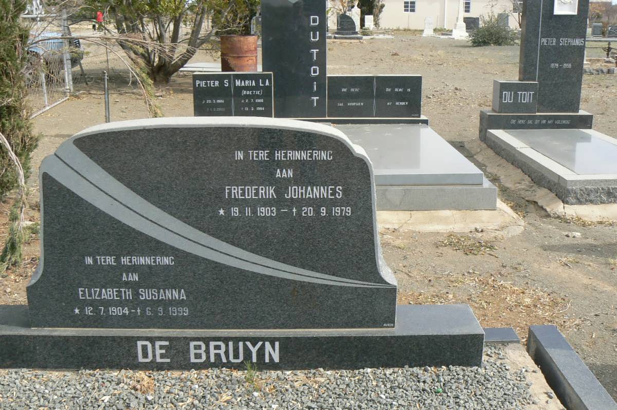 BRUYN Frederik Johannes, du 1903-1979 &amp; Elizabeth Susanna 1904-1999
