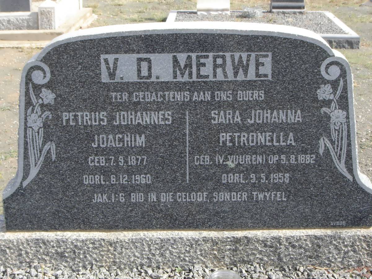 MERWE Petrus Johannes Joachim, v.d 1877-1960 &amp; Sara Johanna Petronella VAN VUUREN 1882-1958