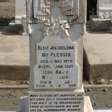 PLESSIS Izak David, du 1868-1935 &amp; Elsie Magdalena 1870-1937