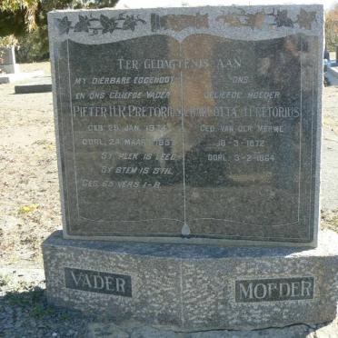 PRETORIUS Pieter H.R. 1874-1957 &amp; Charlotta J. VAN DER MERWE 1872-1964