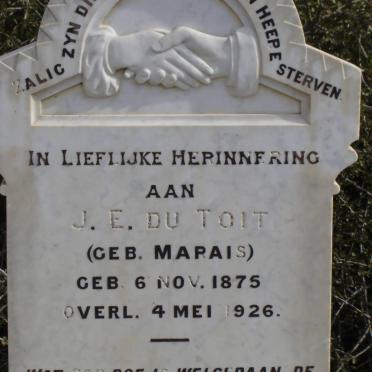 TOIT J.E., du nee MARAIS 1875-1926