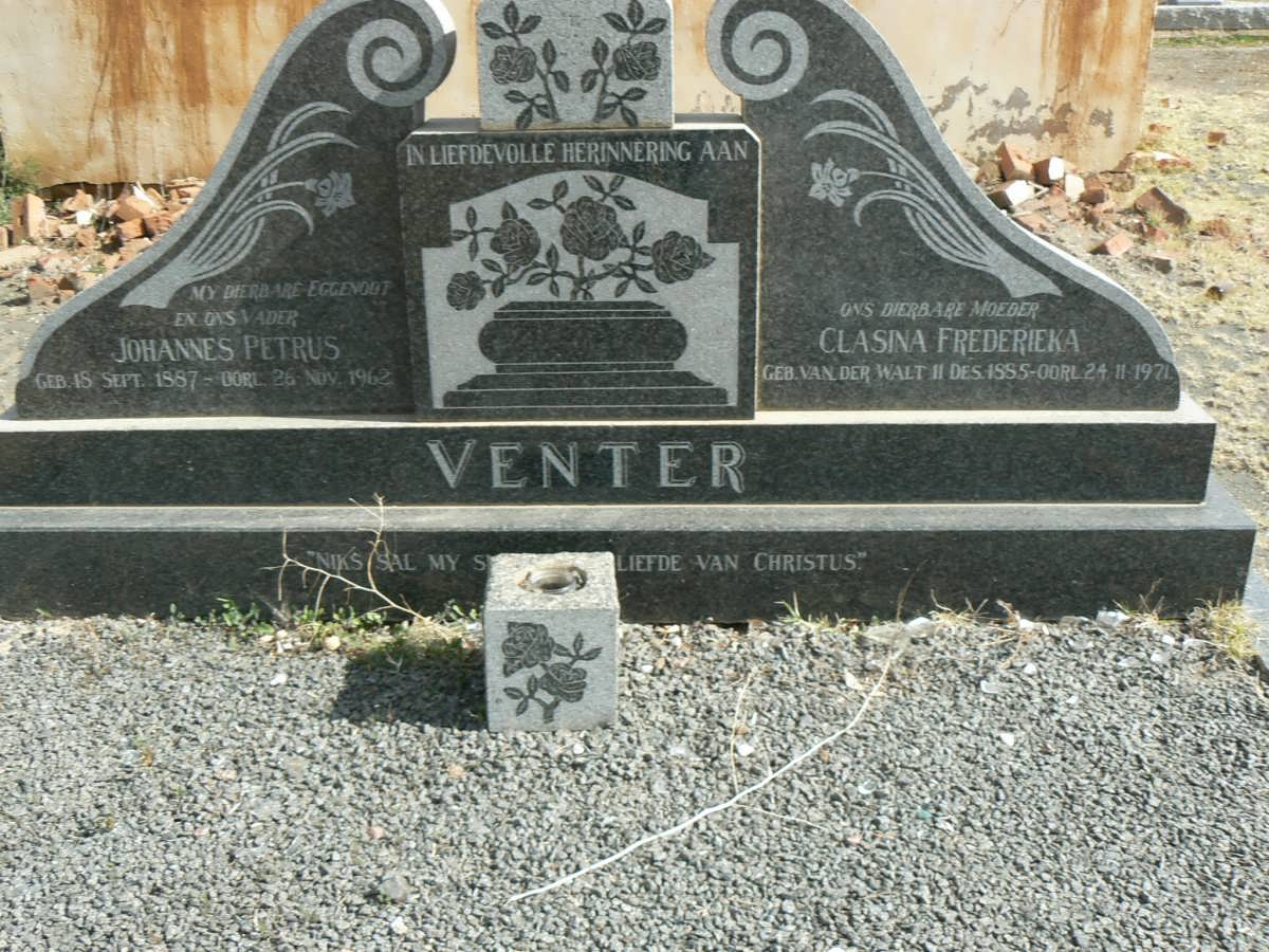 VENTER Johannes Petrus 1887-1962 &amp; Clasina Frederika VAN DER WALT 1885-1971