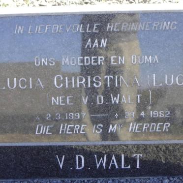 WALT Lucia Christina, v.d. nee V.D. WALT 1897-1982