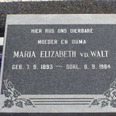 WALT Maria Elizabeth, v.d. 1893-1984