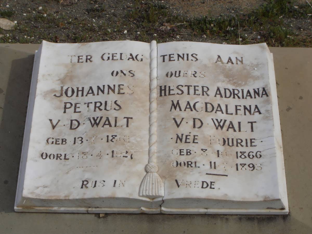 WALT Johannes Petrus, v.d. 1861-1927 &amp; Hester Adriana Magdalena FOURIE 1866-1893