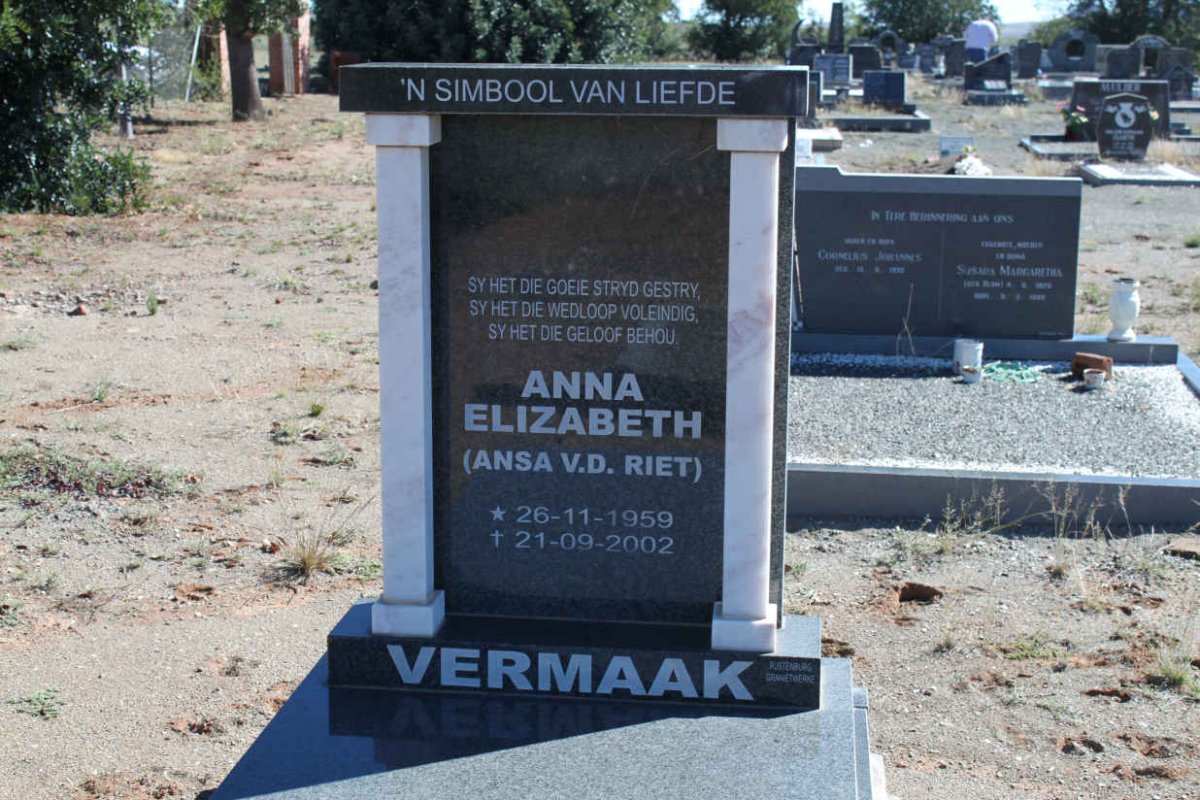 VERMAAK Anna Elizabeth nee V.D. RIET 1959-2002