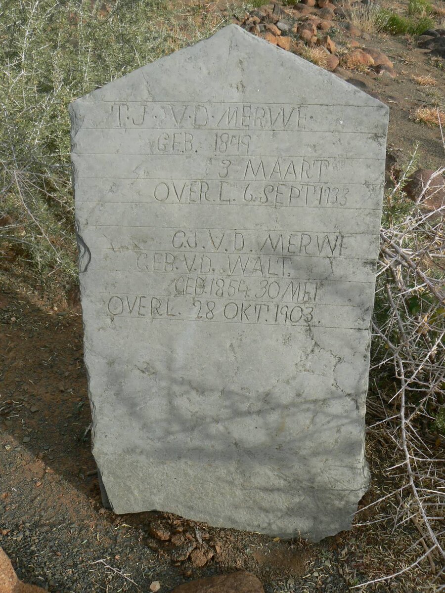 MERWE T.J., v.d. 1849-1933 &amp; C.J. V.D. WALT 1854-1903