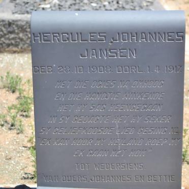 JANSEN Hercules Johannes 1908-1917